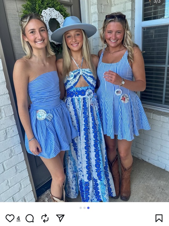 Dresses & Skirts - Blue and White Halter Maxi Dress with Cutout
